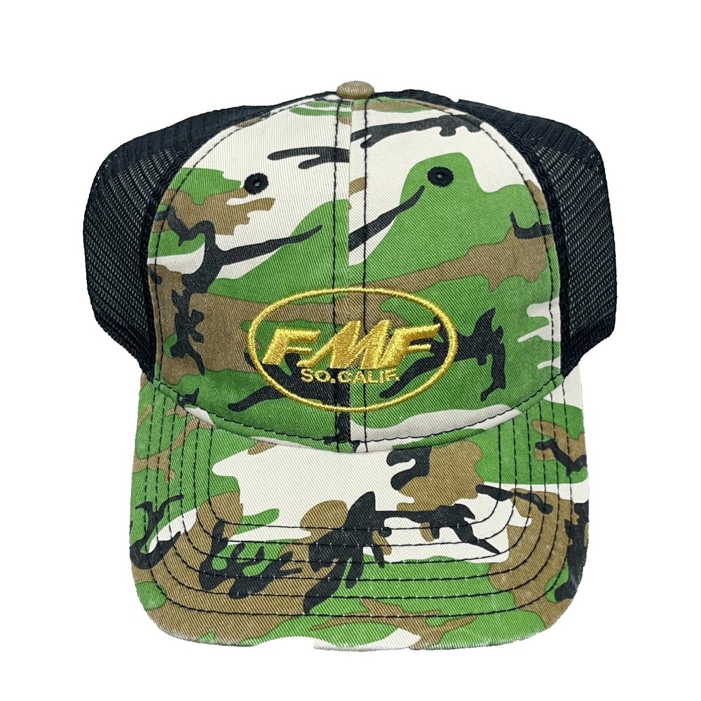 FMF Trucker Hat Cap Snapback Green Camo Black Mesh Motocross Racing Adult